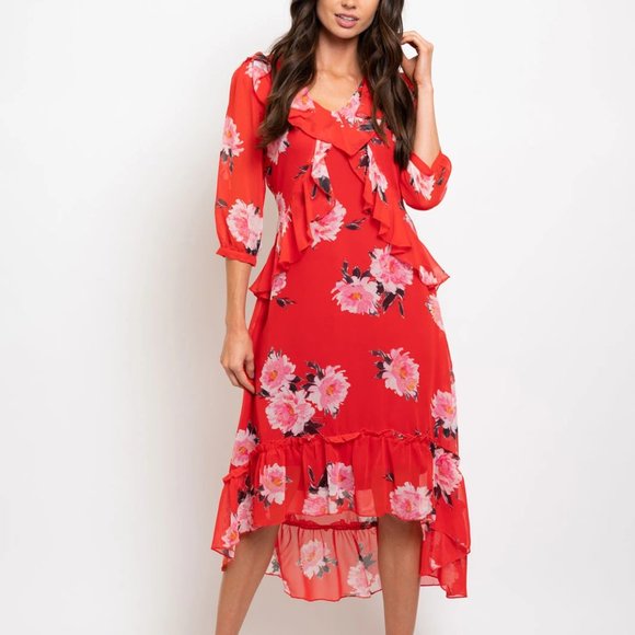 MODA ME COUTURE Dresses & Skirts - SummerTime Red Floral Dress